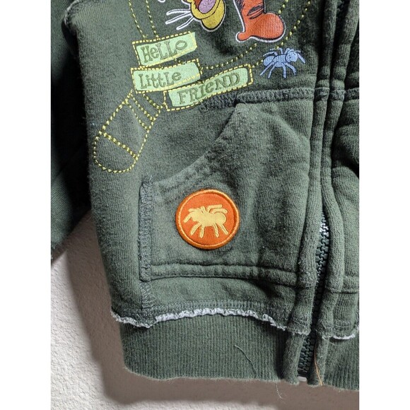 Vintage Disney Jacket 2T Tigger Olive Green Olive Zip Up Y2K Sweatshirt Hoodie - Picture 5 of 9